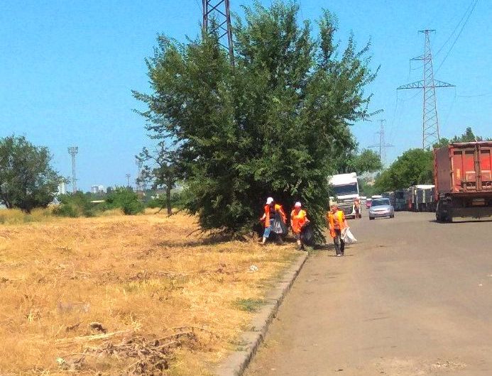 Виконуються роботи з прибирання сміття на зелених зонах