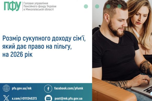 Розмір сукупного доходу сім’ї, який дає право на пільгу, на 2026 рік